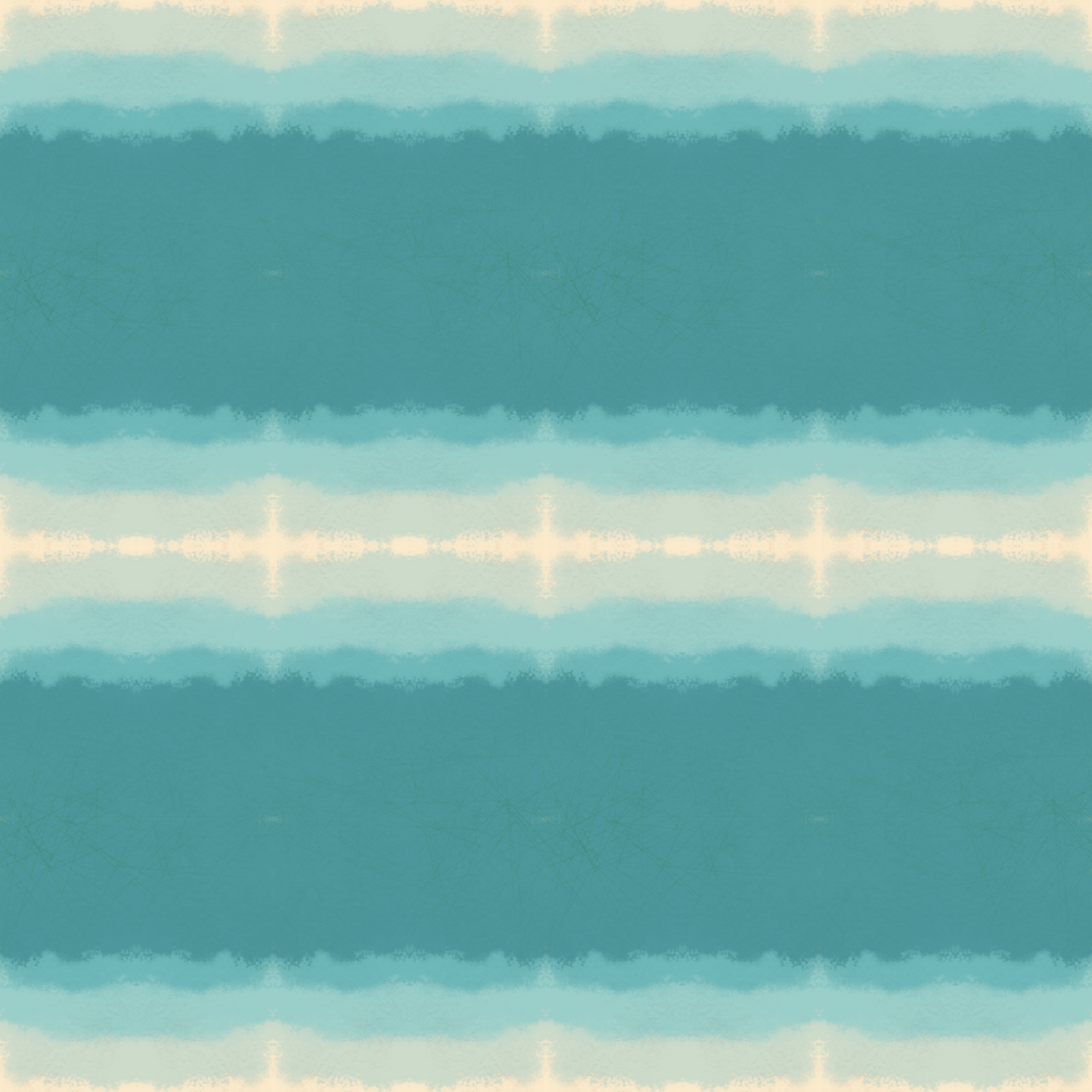 A repeating pattern with stripes of blue that fade out into a tan color in a way that looks like waves washing up on shore. The tan portion has places that look like light reflecting off a shiny surface.